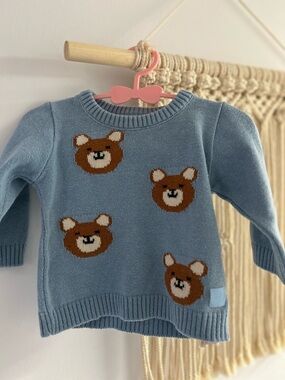 Up Baby: Blue Bear Knit Sweater